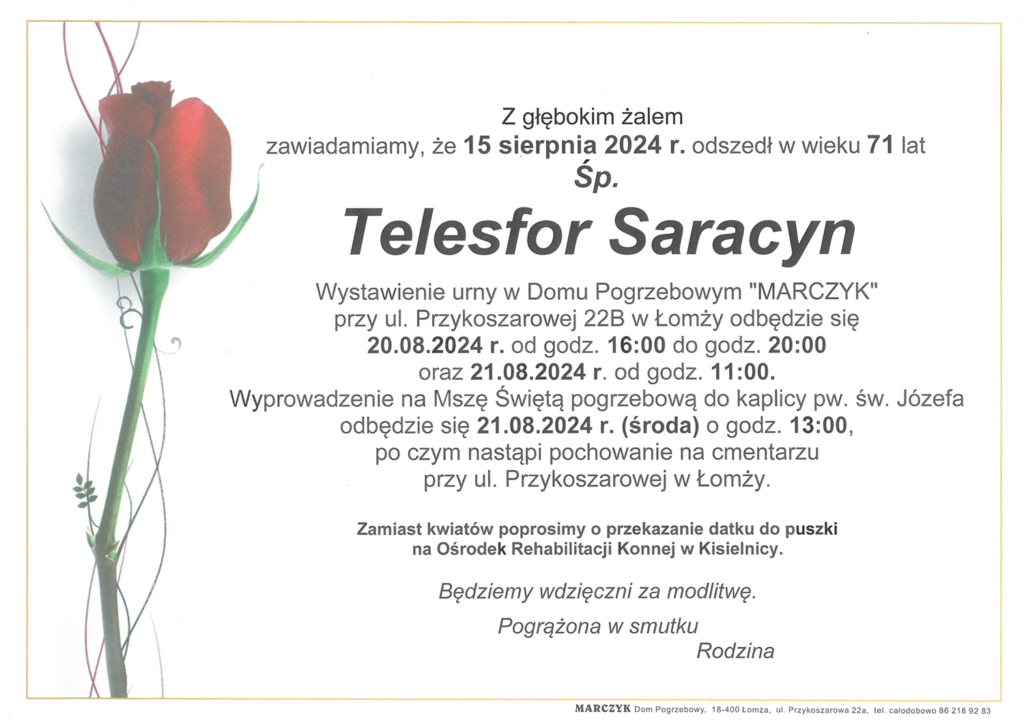 Zmarł Doktor Telesfor Saracyn